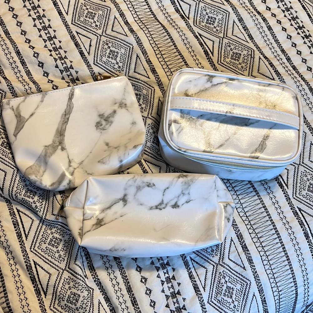 Marble Three Piece Pouch Set